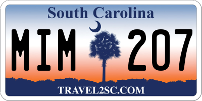 SC license plate MIM207