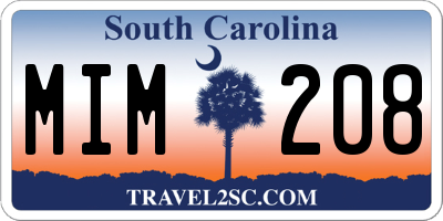 SC license plate MIM208