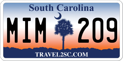 SC license plate MIM209