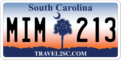 SC license plate MIM213