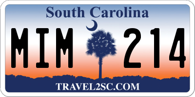 SC license plate MIM214
