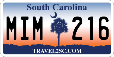 SC license plate MIM216