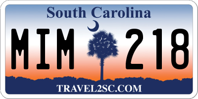 SC license plate MIM218