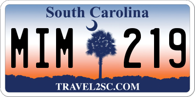 SC license plate MIM219