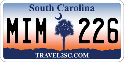 SC license plate MIM226