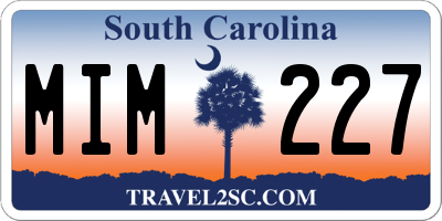 SC license plate MIM227