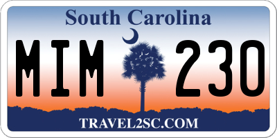 SC license plate MIM230