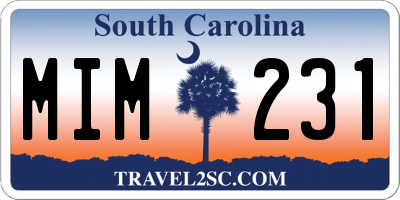 SC license plate MIM231