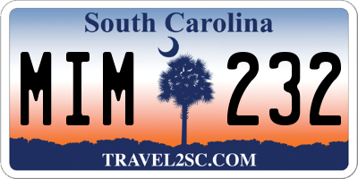 SC license plate MIM232