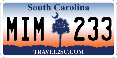 SC license plate MIM233