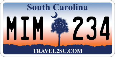 SC license plate MIM234