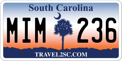 SC license plate MIM236