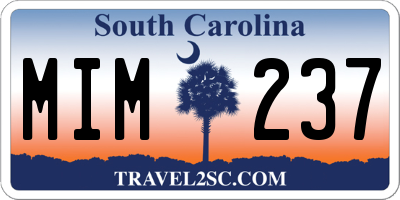SC license plate MIM237