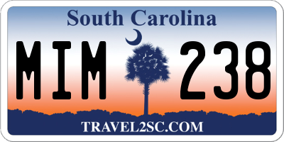 SC license plate MIM238