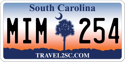 SC license plate MIM254