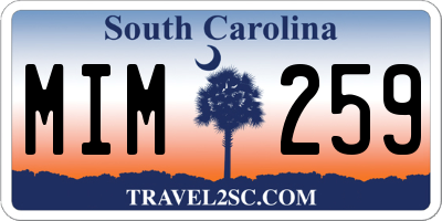 SC license plate MIM259