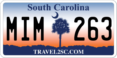 SC license plate MIM263