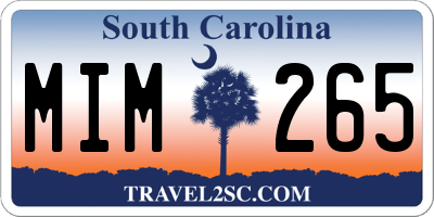 SC license plate MIM265