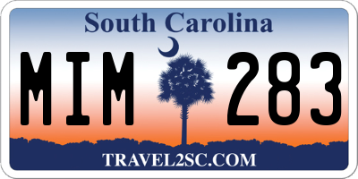 SC license plate MIM283