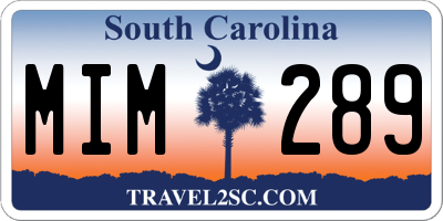 SC license plate MIM289
