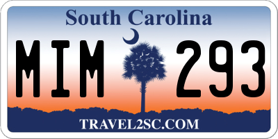 SC license plate MIM293