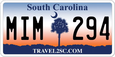SC license plate MIM294