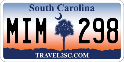 SC license plate MIM298