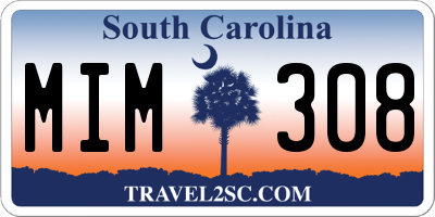 SC license plate MIM308