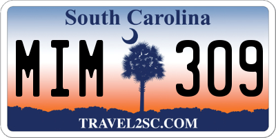 SC license plate MIM309
