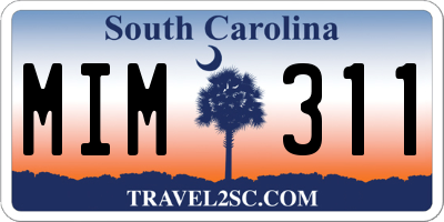 SC license plate MIM311