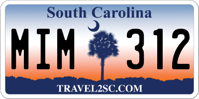 SC license plate MIM312