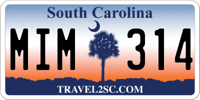 SC license plate MIM314
