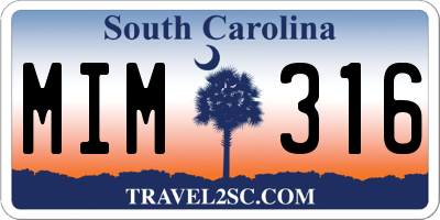 SC license plate MIM316