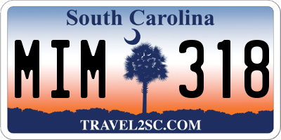 SC license plate MIM318