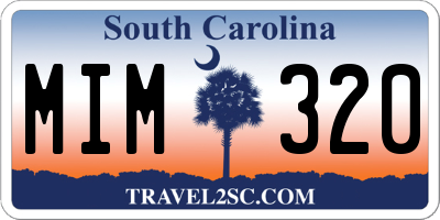 SC license plate MIM320