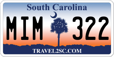 SC license plate MIM322