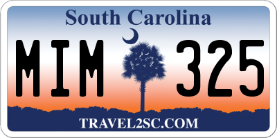 SC license plate MIM325