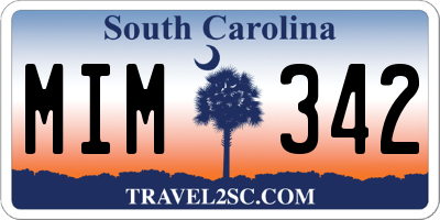 SC license plate MIM342