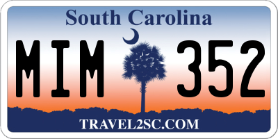 SC license plate MIM352