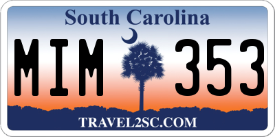 SC license plate MIM353