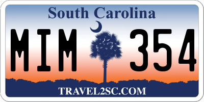 SC license plate MIM354