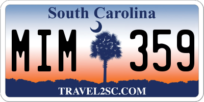 SC license plate MIM359
