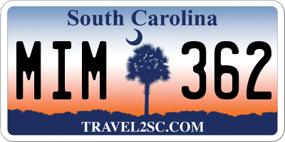 SC license plate MIM362