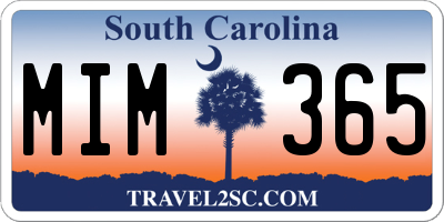 SC license plate MIM365