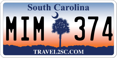SC license plate MIM374