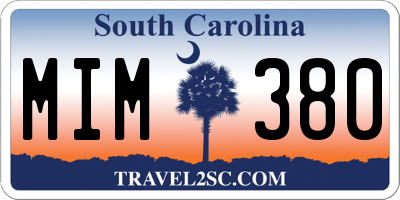 SC license plate MIM380