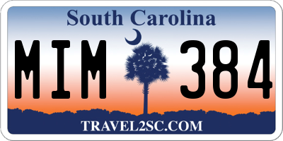 SC license plate MIM384