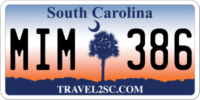SC license plate MIM386