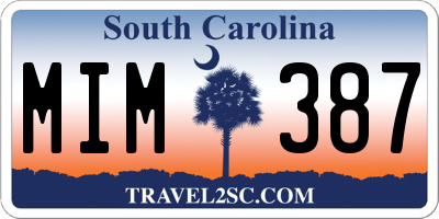 SC license plate MIM387