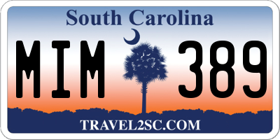 SC license plate MIM389